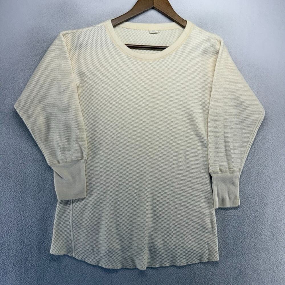 Vintage Jcpenney Thermal Shirt men's XL White Cream Waffle Thick knit 70s 80s